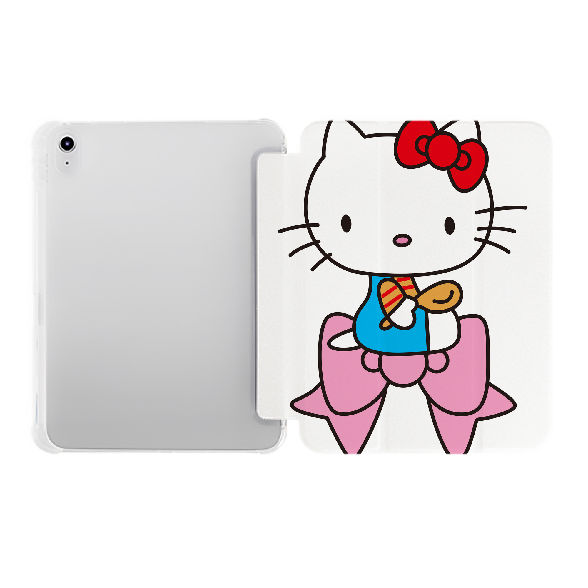 （画像用） Hello Kitty ハローキティ IPad ケース ペン収納付き 三つ折りスタンド PUレザー×シリコン 対応機種9.5/10.5/10.9インチ
